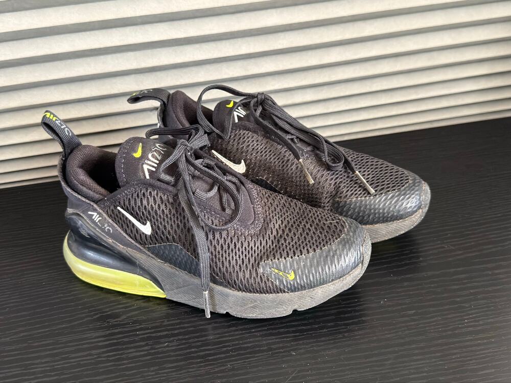 Nike Air Max 270 Black Volt Running Shoes Kids Size 13C FN3883-001